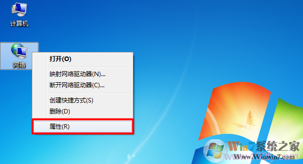 打開(kāi)Win7“網(wǎng)絡(luò)”的屬性
