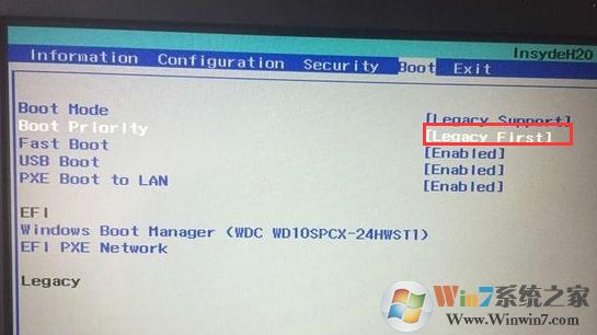 把Boot Priority設置成Legacy First