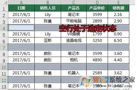 EXCEL怎么刪除所有空行？EXCEL一次刪除所有空行方法