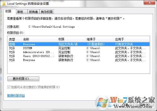Win7打開Local Settings文件夾提示“位置不可用，拒絕訪問”的解決方法