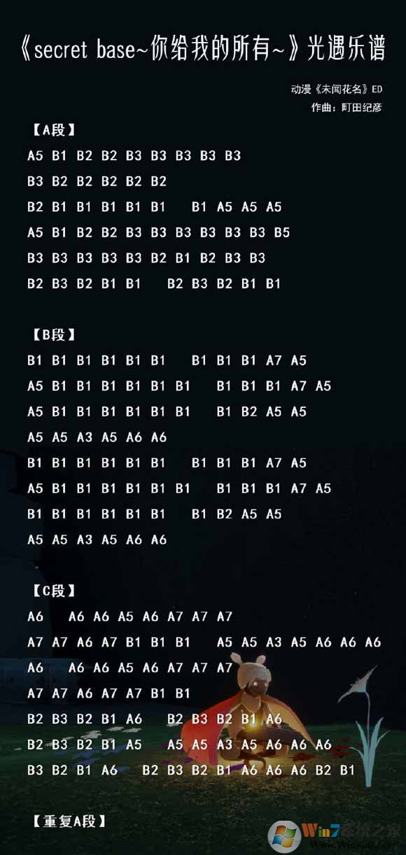 光遇簡(jiǎn)譜《secretbase（未聞花名）》怎么彈？光遇簡(jiǎn)譜大全
