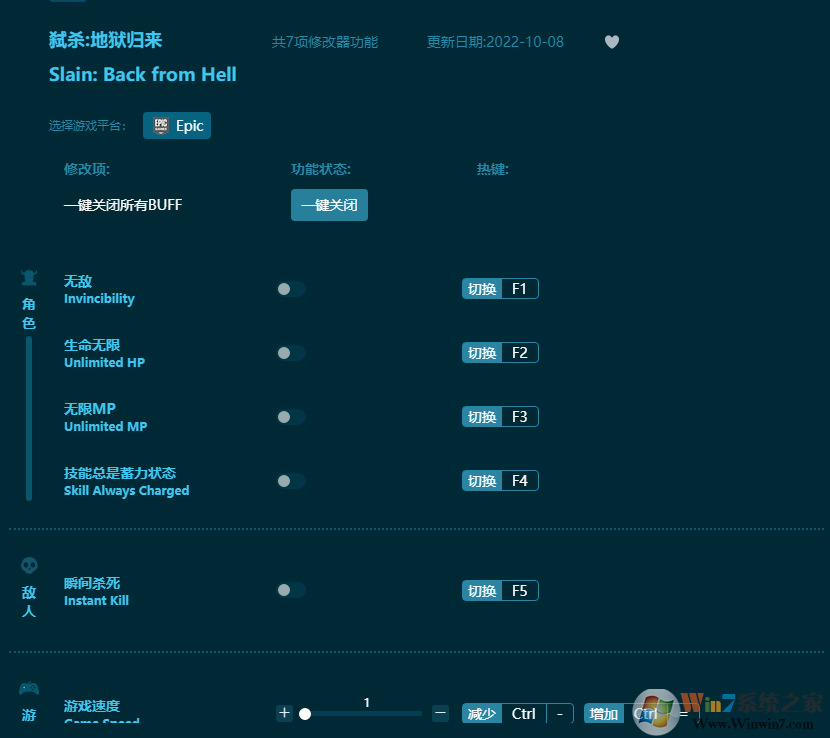 弒殺地獄歸來(lái)七項(xiàng)修改器